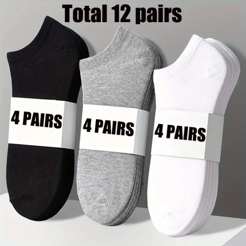 12 Pair Socks, 3 Color, Spandex